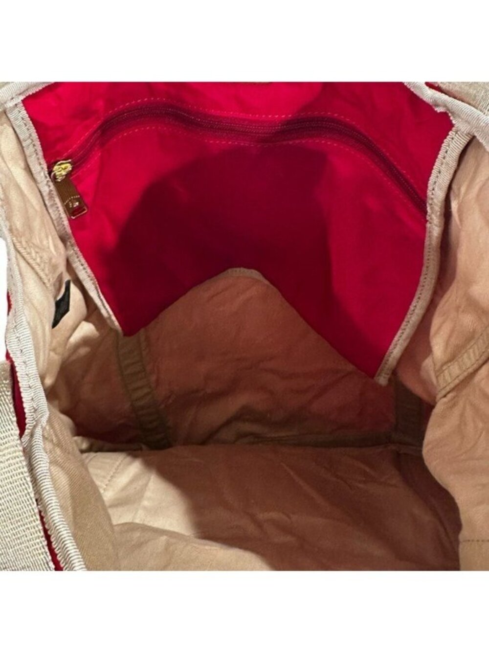 Lauren Ralph Lauren Foldable Tote Bag Red Travel Shopper Packable Preppy Resort - Picture 4 of 12